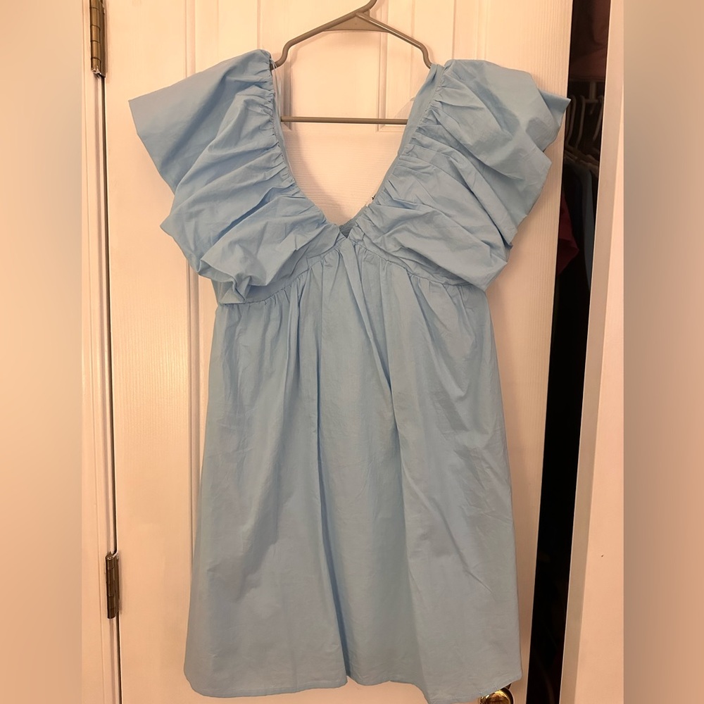 Light Blue Ruffled Mini Dress